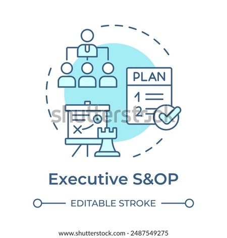 Executive SOP soft blue concept icon. Business team meeting. Strategic planning. Project management. Round shape line illustration. Abstract idea. Graphic design. Easy to use article