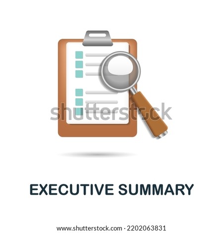 Executive Summary icon. 3d illustration from business plan collection. Creative Executive Summary 3d icon for web design, templates, infographics and more