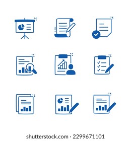 Executive Summary Report. Key Findings and Insights. Management Summary. Concise Business Overview. Editable Stroke Vector Icons.