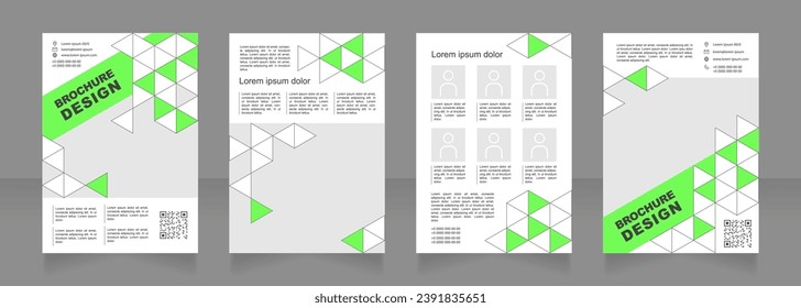 Diseño del folleto en blanco del equipo ejecutivo. Código QR. Conjunto de plantillas con espacio de copia para texto. Volantes con fondo poligonal. Recopilación de informes corporativos prefabricados. Editable 4 páginas de papel