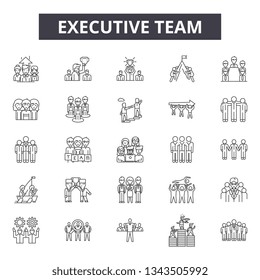 Executive team line icons for web and mobile design. Editable stroke signs. Executive team  outline concept illustrations