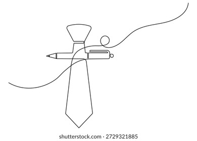 Corbata ejecutiva con bolígrafo continuo de una línea de dibujo minimalista Vector de ilustración de negocios