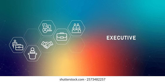 Executive top level management C level member gradient header business hierarchy company organization director management concept