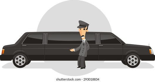 executive transportation limousine service vector cartoon illustration