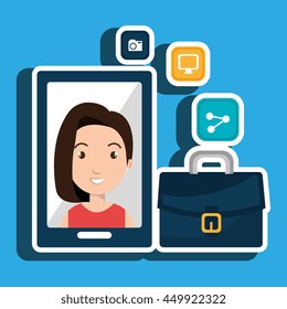 executive woman and cellphone isolated icon design, vector illustration  graphic 