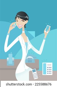 executive woman handling business vector illustration