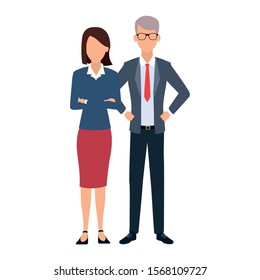 executive woman and man standing icon over white background, vector illustration