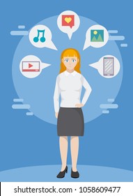 Executive woman with social media