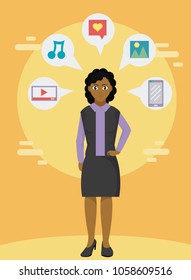 Executive woman with social media