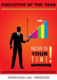 executive of the year, next target. next step. executive presenting a market plan. Expert. Financial consultant. Businessman with growing business graph. vector illustration to motivate your career. 