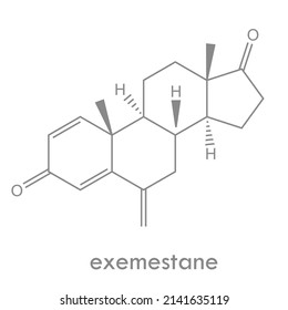 Exemestane structure. Chemotherapy steroid drug molecule. Used in treatment of breast cancer.