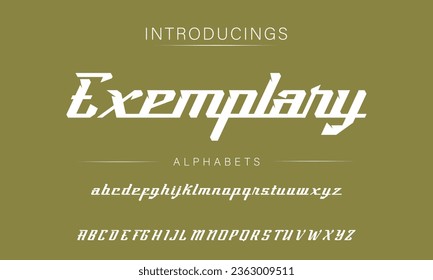 Exemplary Sport Modern Italic Alphabet Font. Typography urban style fonts for technology, digital, movie logo design. vector illustration
