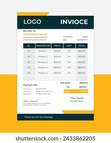 Exemple de modele invoice corporate Bill form Business Payments Details