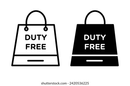 Exemption from Duty Line Icon. Aerodrome Customs Duty-Free icon in black and white color.