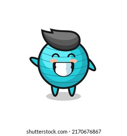 exercise ball cartoon character doing wave hand gesture , cute style design for t shirt, sticker, logo element