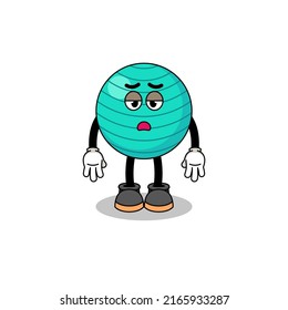 caricatura de bola de ejercicios con gesto de fatiga , diseño de personaje