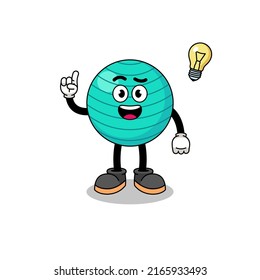exercise ball cartoon with get an idea pose , character design