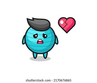 exercise ball cartoon illustration is broken heart , cute style design for t shirt, sticker, logo element