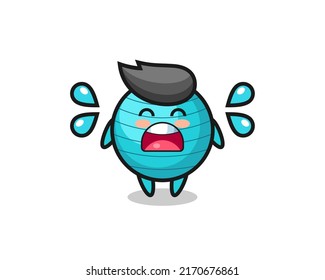 exercise ball cartoon illustration with crying gesture , cute style design for t shirt, sticker, logo element