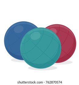 Exercise ball, cartoon illustration of gym equipment for home exercise. Vector