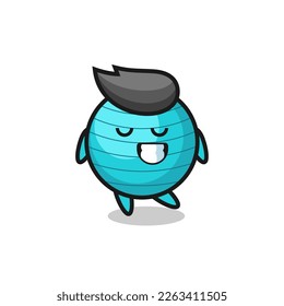 exercise ball cartoon illustration with a shy expression , cute style design for t shirt, sticker, logo element