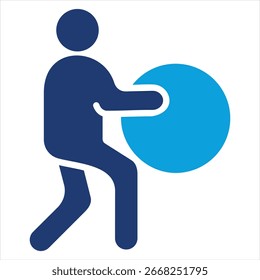 Ilustración vectorial de icono azul plana de la bola del ejercicio