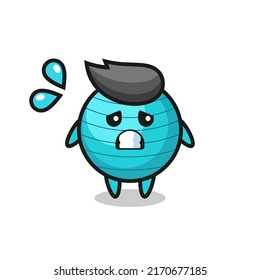 exercise ball mascot character with afraid gesture , cute style design for t shirt, sticker, logo element