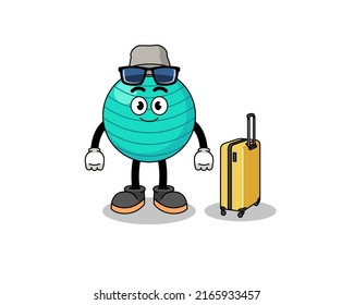 mascota de bola de ejercicios haciendo vacaciones , diseño de caracteres