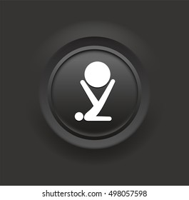 Exercise Ball on Black Bevel Round Button