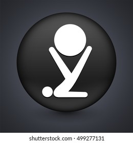 Exercise Ball on Black Round Button