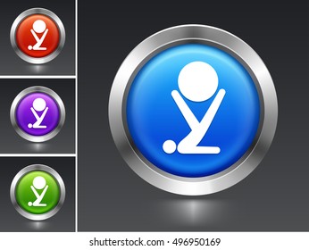Exercise Ball on Blue Round Button