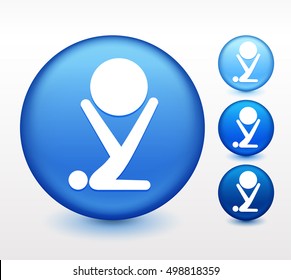 Exercise Ball on Blue Round Button