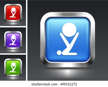 Exercise Ball on Blue Square Button