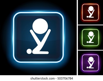 Exercise Ball on Glow Square Button