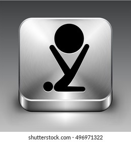 Exercise Ball on Silver Square Button