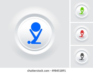 Exercise Ball on White Bevel Round Button
