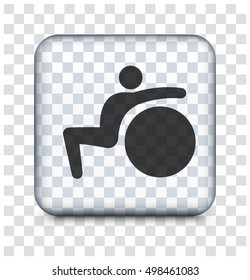 Exercise Ball Stretching on Transparent Square Button
