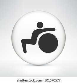 Exercise Ball Stretching on White Round Button