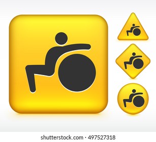 Exercise Ball Stretching on Yellow Multi Shape Buttons