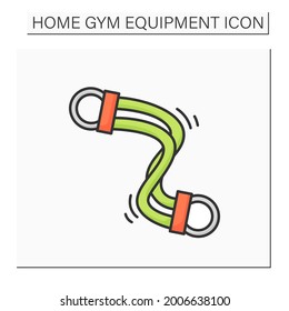Exercise bands color icon. Elastic resistance band. Concept of body muscle workout, intensive home training and fitness activity. Gym and yoga studio. Isolated vector illustration