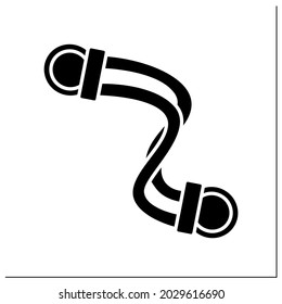 Icono de glifo de bandas de ejercicio. Banda de resistencia elástica. Entrenamiento muscular corporal, entrenamiento doméstico intensivo y actividad de fitness. Estudio de gimnasia y yoga.Cartel llano. Ilustración vectorial de silueta aislada