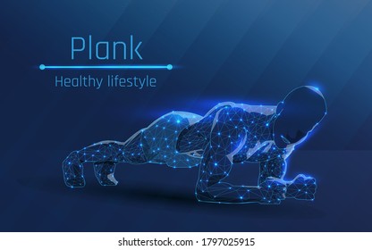 exercise bar, strong body and good health, playing sports, man in good shape, body exercises for weight loss and slimness.strength in the muscles.strong man.plexus,wireframe,low poly.