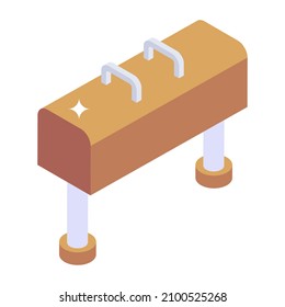 Icono de banco de ejercicios de estilo isométrico, equipo de gimnasio 

