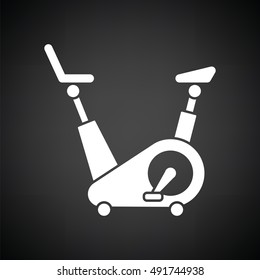 Exercise bicycle icon. Black background with white. Vector illustration.