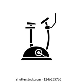Exercise bike black icon, vector sign on isolated background. Exercise bike concept symbol, illustration 