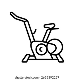 exercise bike black line icon for digital and print projects.  Minimal clean icons for apps and websites. Modern simple icons for UI UX and branding