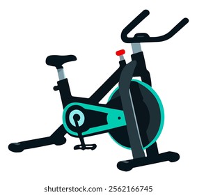 Exercise bike cartoon illustration. Sports simulator icon isolated on white background flat design