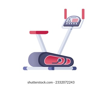 Exercise bike with control panel and display training equipment vector illustration isolated on white background