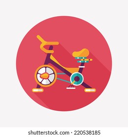 Exercise bike flat icon with long shadow,eps10