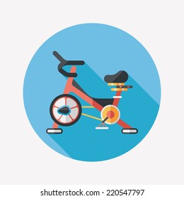 Exercise bike flat icon with long shadow,eps10